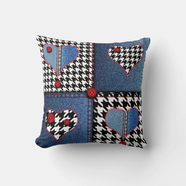 Naadloos achtergrondpatroon. Patchwork van denim f Kussen (Voorkant)