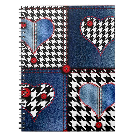 Naadloos achtergrondpatroon. Patchwork van denim f Notitieboek (Voorkant)