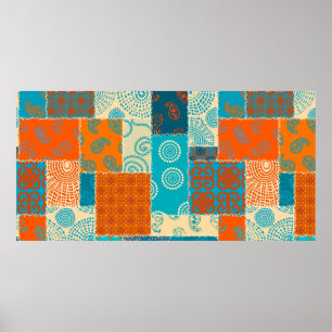 Naadloos achtergrondpatroon. Patchworkpatroon in  Poster
