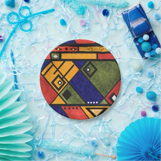 Naadloos afrikaans ethnos traditioneel textuurpatr papieren bordje (Feest)