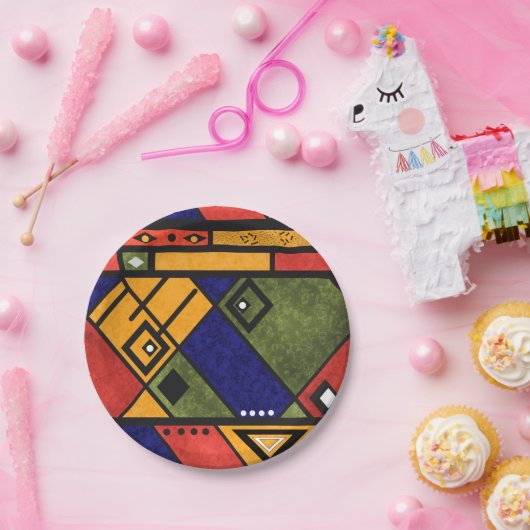 Naadloos afrikaans ethnos traditioneel textuurpatr papieren bordje (Feest)