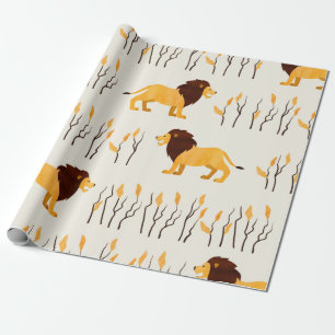 Naadloos Afrikaans patroon met schattige leeuw. Cadeaupapier