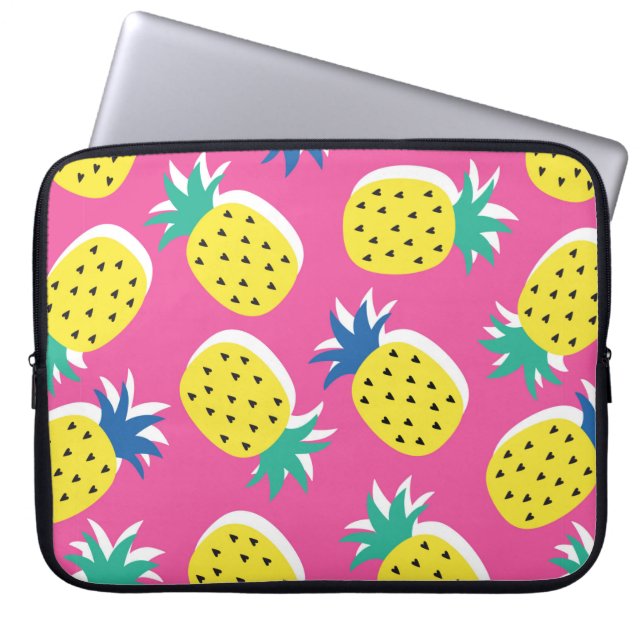 naadloos anananasappelfruitgekleurd kleurpatroon.  laptop sleeve (Voorkant)