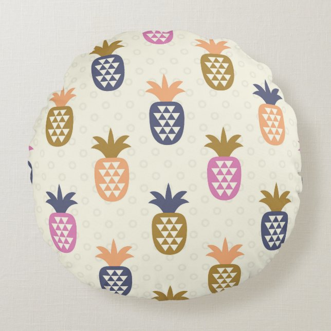 Naadloos ananas  patroonontwerp rond kussen (Voorkant)