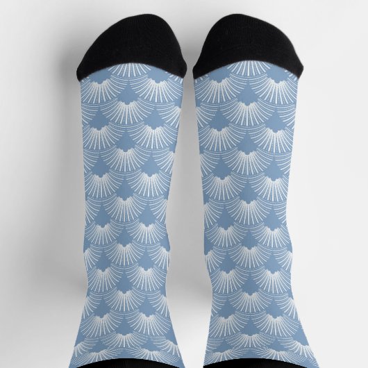 Naadloos Art-Deco-patroon blauw en wit Sokken (Top)