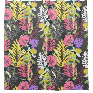 Naadloos artistiek bloempatroon, mooie tropische k douchegordijn