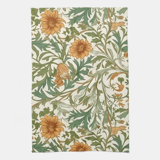 Naadloos Arts and Crafts stijl herhalend patroon Theedoek (Verticaal)