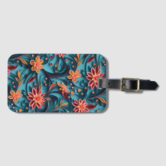 Naadloos Bagagelabel floreel papieren patroon (Voorkant (horizontaal))