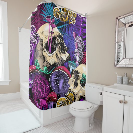 Naadloos behang patroon. Bright Magic Psychedel Douchegordijn (In situ)