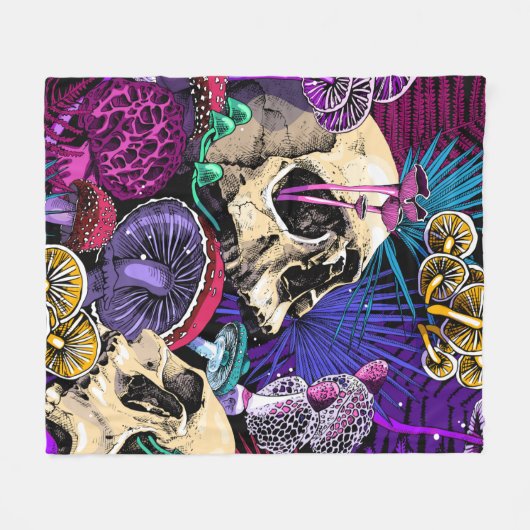 Naadloos behang patroon. Bright Magic Psychedel Fleece Deken (Voorkant (Horizontaal))