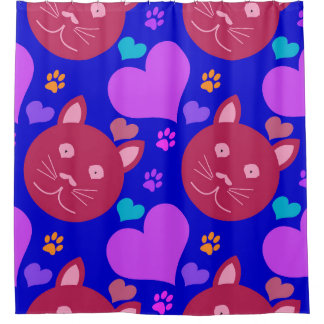 naadloos behangpapier met cartoon en katten douchegordijn