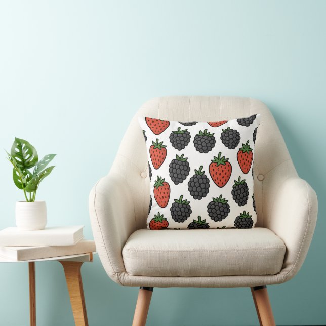 naadloos bessenpatroon kussen (Stoel)