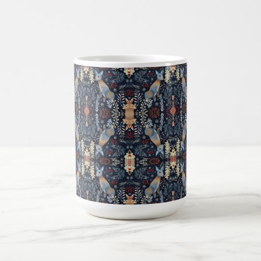 Naadloos bladpatroon met sierlijk hert magische mok (Midden)