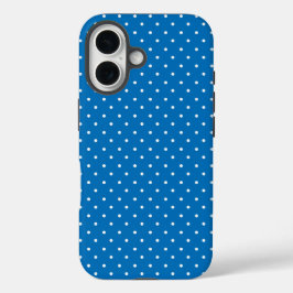 Naadloos blauw achtergrond patroon met polka stipp iPhone 16 hoesje