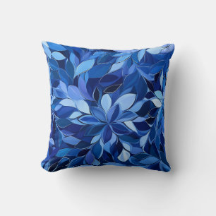 Naadloos Blauw Bloempatroon Kussen