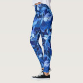 Naadloos Blauw Bloempatroon Leggings (Links)
