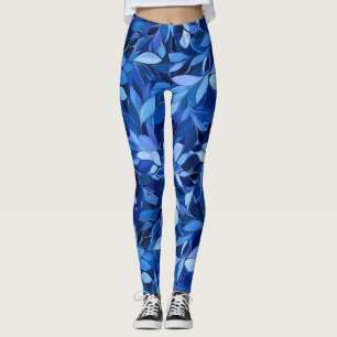 Naadloos Blauw Bloempatroon Leggings