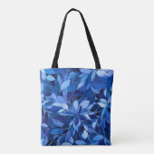 Naadloos Blauw Bloempatroon Tote Bag (Achterkant)