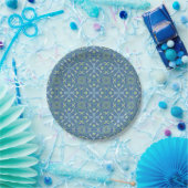 Naadloos blauw en groen bloempatroon papieren bordje (Feest)