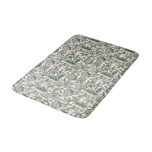 Naadloos blauw, geel en wit bloempatroon badmat