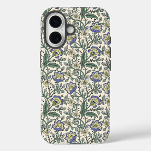 Naadloos blauw, geel en wit bloempatroon iPhone 16 hoesje