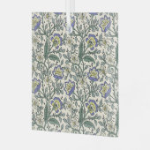 Naadloos blauw, geel en wit bloempatroon glas ornament (Voorkant links)