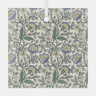 Naadloos blauw, geel en wit bloempatroon  glas ornament