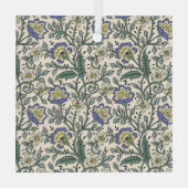Naadloos blauw, geel en wit bloempatroon glas ornament (Achterkant)