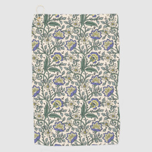Naadloos blauw, geel en wit bloempatroon golfhanddoek
