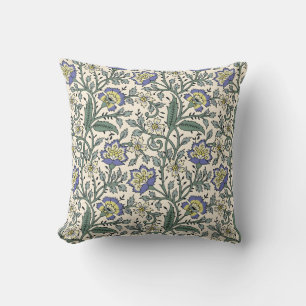 Naadloos blauw, geel en wit bloempatroon kussen