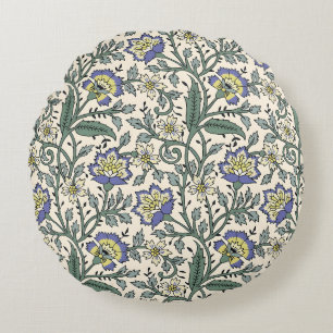 Naadloos blauw, geel en wit bloempatroon rond kussen