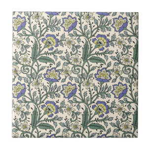 Naadloos blauw, geel en wit bloempatroon tegeltje