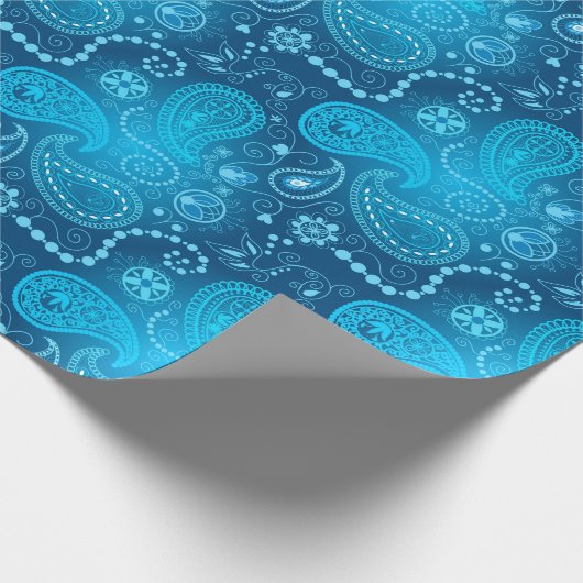 Naadloos blauw paisleypatroon. Elegant stijl Cadeaupapier (Hoek)