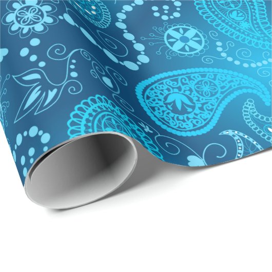 Naadloos blauw paisleypatroon. Elegant stijl Cadeaupapier (Rol Hoek)