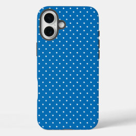 Naadloos blauwe achtergrond met polka stippenpatro iPhone 16 plus hoesje