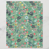Naadloos bloem- en libellenpatroon op groen (Voorkant / Achterkant)