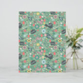 Naadloos bloem- en libellenpatroon op groen (Staand voorkant)