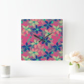 Naadloos bloemen patroon helder rood vierkante klok (Huis)