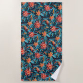 Naadloos bloemenpapierpatroon Strandhanddoek Strandlaken (Voorkant)