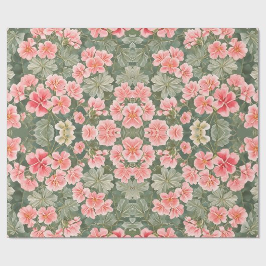 Naadloos bloemenpatroon Geranium bloemen Cadeaupapier (Vlak)