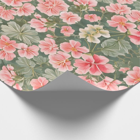 Naadloos bloemenpatroon Geranium bloemen Cadeaupapier (Hoek)