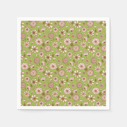 Naadloos Bloemenpatroon groen Servet (Voorkant)