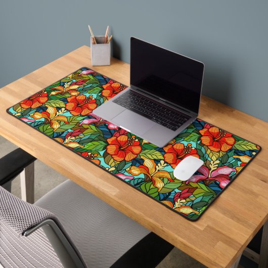 Naadloos bloemenpatroon met hibiscusbloemen bureaumat (Kantoor 2)