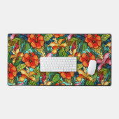 Naadloos bloemenpatroon met hibiscusbloemen bureaumat (Keyboard & Muis)