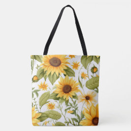 Naadloos bloemenpatroon, zon en madeliefjes tote bag