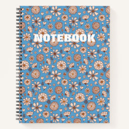 Naadloos bloemmotief blauw notitieboek