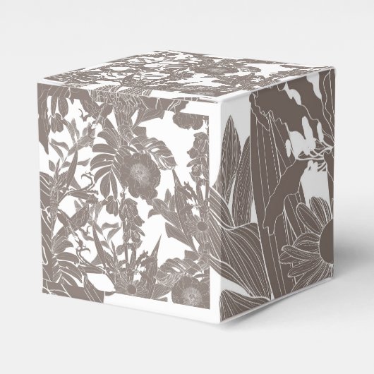 Naadloos bloemmotief met tropische lijnbloemen bedankdoosjes (Voorkant Zijde)