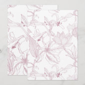 Naadloos bloemmotief met tropische lijnbloemen feestdagenkaart (Voorkant / Achterkant)