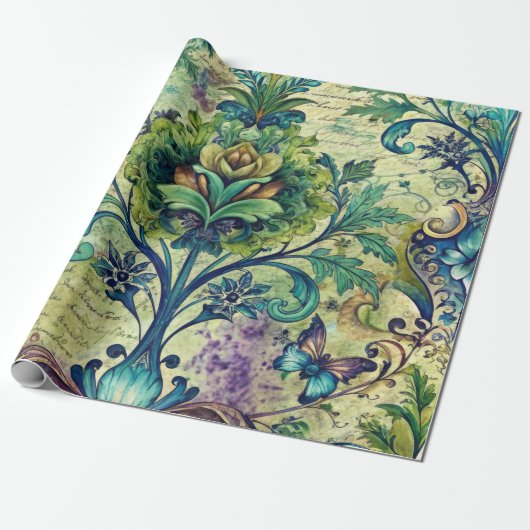 Naadloos Bloemmotief Meubel Decoupage Papier (Uitgerold)