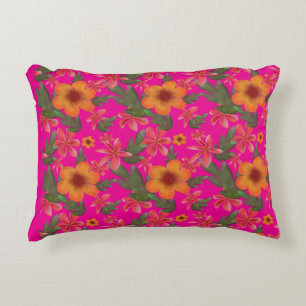 Naadloos Bloemmotief Rode Bloemen Lieflijke Botani Accent Kussen